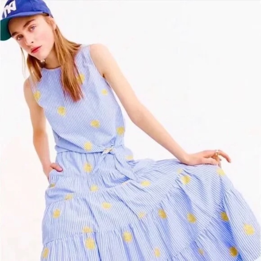 J. Crew striped tiered maxi Skirt with embroidered pineapples with POCKETS - Picture 2 of 7